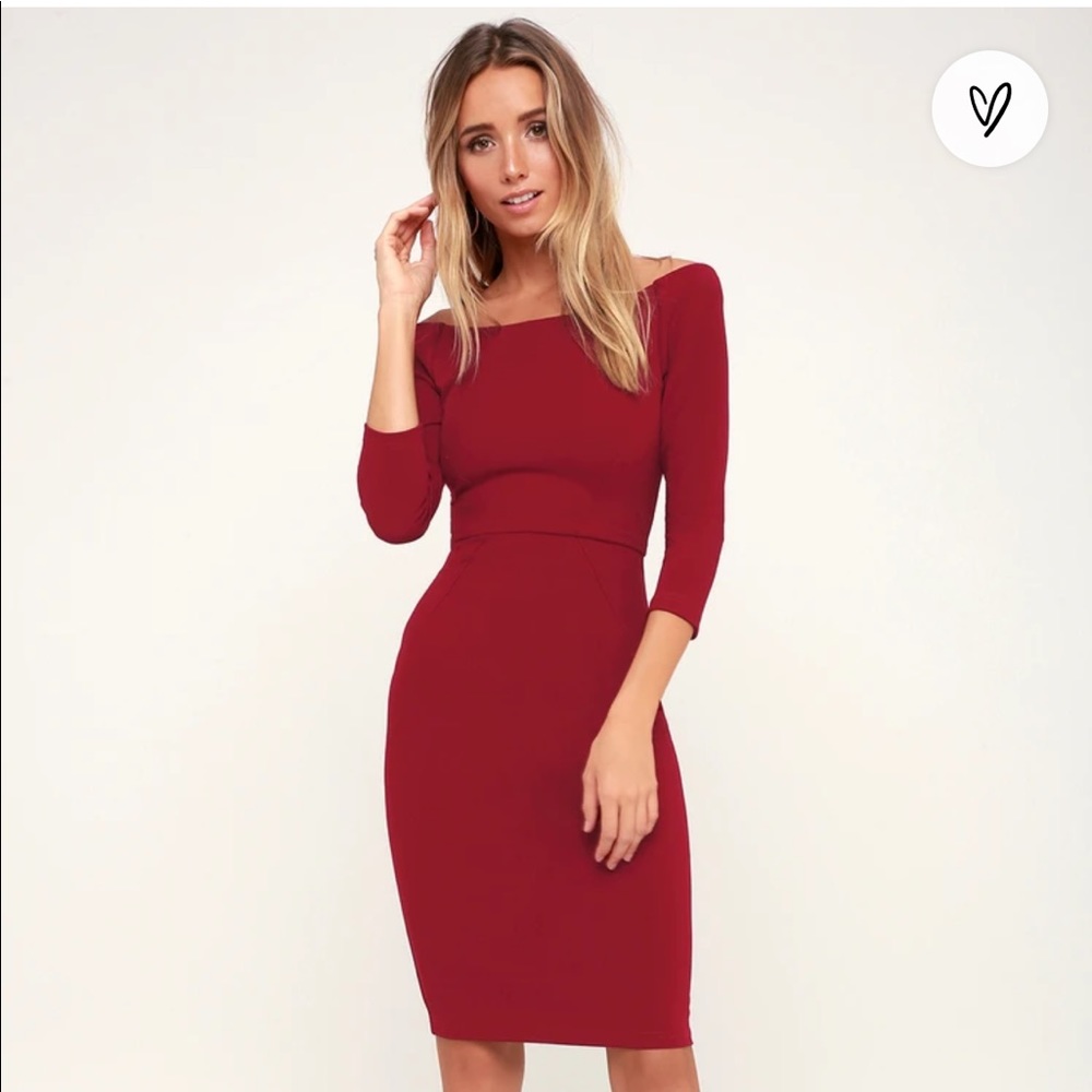 Lulu Red Wine XS Midi Bodycon Dress
